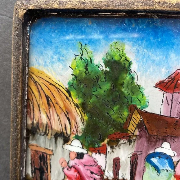 Vintage scene signed by c morit Peruvian folk art - Picture 4 of 7